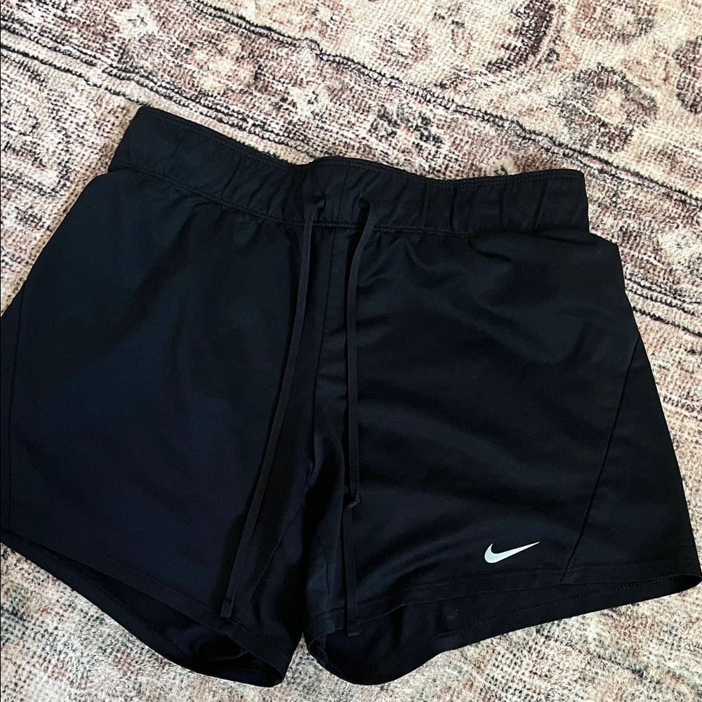 Nike Women's Black Athletic Shorts with White Logo